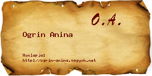 Ogrin Anina névjegykártya